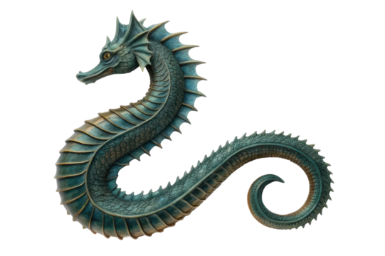 Serpentine dragon illustration with detailed scales and dynamic pose for creative projects and fantasy themes