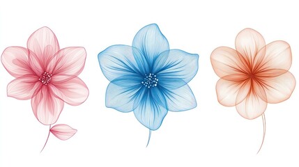 Naklejka premium Delicate, translucent floral design in pastel colors.