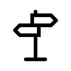 Directional signpost icon vector graphic for navigation and travel destination concepts design element