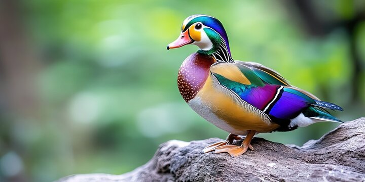 mandarin duck in natural ecosystem