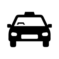 Taxi cab vector icon, transportation service, public transit, ride sharing, black silhouette design