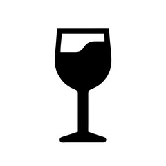 Isolated black and white wine glass vector illustration for bar restaurant menu design element