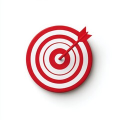Red target with arrow in center on white background