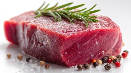 Prime Beef Steak: Rosemary, Salt, and Pepper Still Life