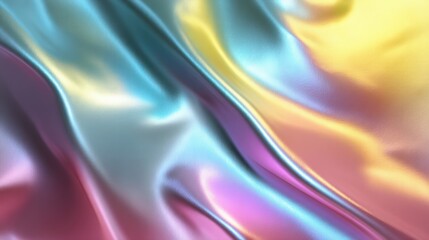 Obraz premium Vibrant iridescent fabric drapes in a spectrum of colors.