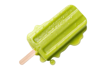 Refreshing green popsicle melting on a warm day during summer gatherings and outdoor celebrations
