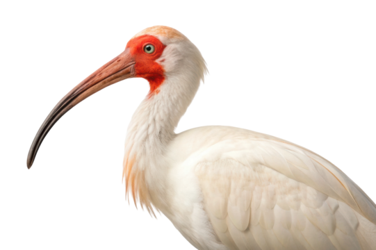Beautiful ibis with striking red face and long curved bill standing gracefully