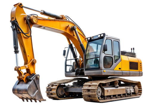 Excavator png heavy construction machinery excavation shoveling machine excavator transparent isolated on white background PNG