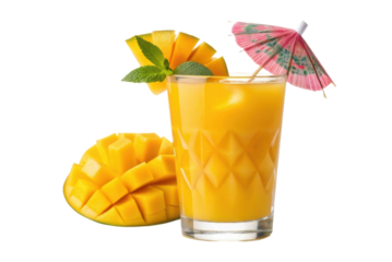 Refreshing mango cocktail with garnishes for summer gatherings and beach parties