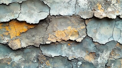 Cracked and Flaking Grey and Yellow Wall Texture