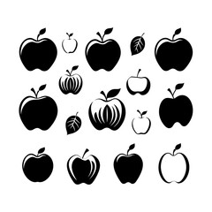 Apple silhouette setclipart on a white background
