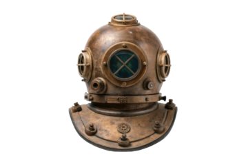 Vintage diving helmet showcasing maritime history and engineering craftsmanship for marine enthusiasts and collectors