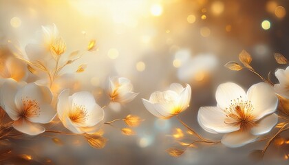 White and gold flowers on a gold background