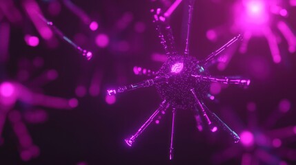 Microscopic Viral Particle in Purple Hue