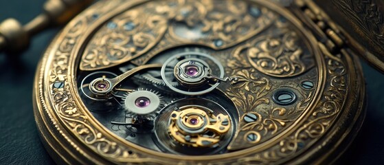 Intricate Details of an Antique Pocket Watch