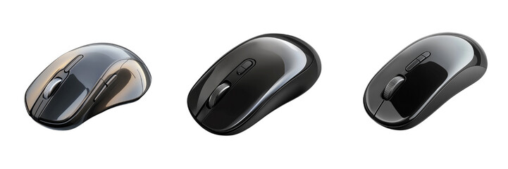 A sleek, modern ergonomic wireless computer mouse placed on a transparent background (5)