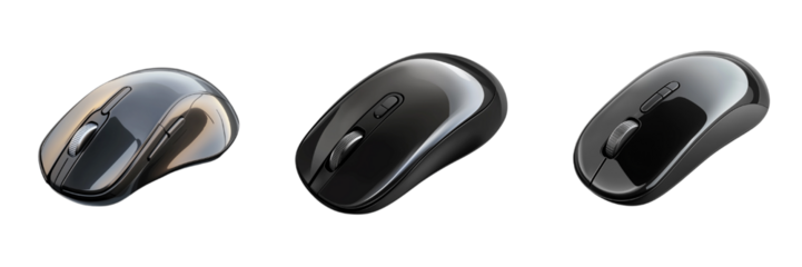 A sleek, modern ergonomic wireless computer mouse placed on a transparent background (5)