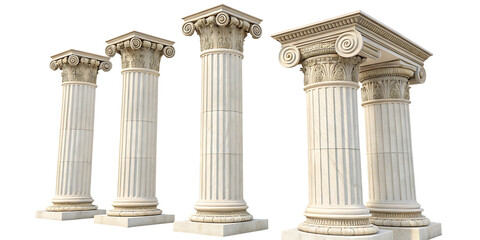  greek columns isolated on white background ,png