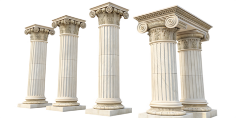  greek columns isolated on white background ,png