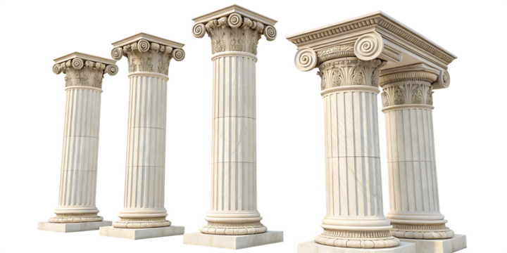  greek columns isolated on white background ,png