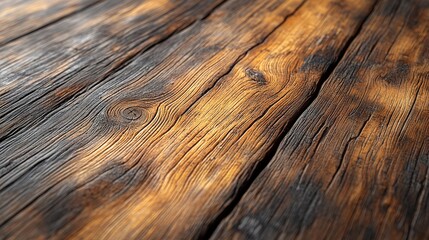 Close-up of weathered, dark wood planks
