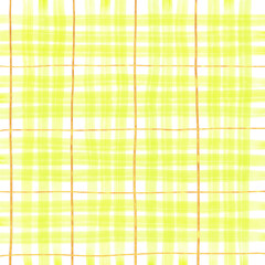 Gold Yellow Plaid Tartan Gingham Check Hand Drawn Background Pattern Overlay