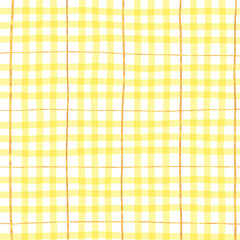 Gold Yellow Plaid Tartan Gingham Check Hand Drawn Background Pattern Overlay
