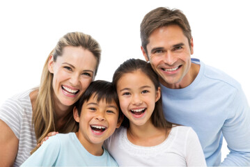 Fototapeta premium Joyful family moments captured with smiling faces and happy expressions in a friendly embrace