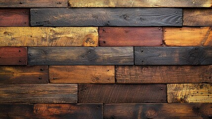 Distressed Reclaimed Wood Wall Paneling with Varied Tones and Vi