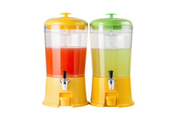 Colorful beverage dispensers for party and event celebration with refreshing drinks