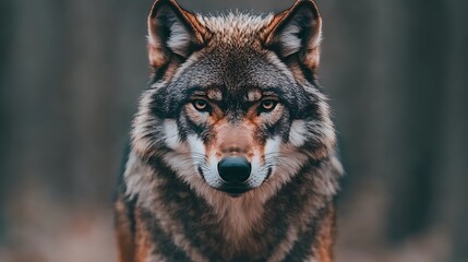 Fototapeta premium Majestic wolf stares intensely