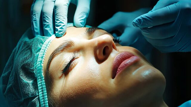 Cosmetic procedure on female patient highlighting medical techniques in surgery