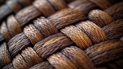 Close-up woven texture.  Intricate pattern of intersecting threads.  Natural, handcrafted look