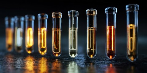 Futuristic Glowing Lineart Test Tubes in Science Concepts