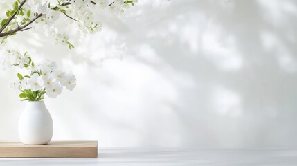 Fototapeta premium White blossoms in vase, soft shadows