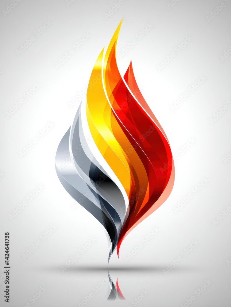 Poster flame rising from oil symbol representing energy identity in a modern abstract design