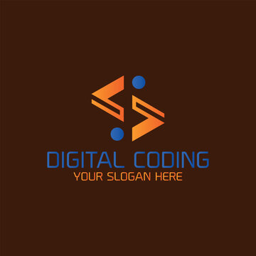 digital coding logo design vector