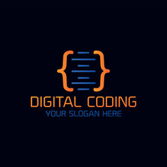 digital coding logo design vector