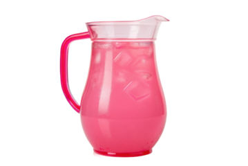 Refreshing pink beverage pitcher filled with ice for summer gatherings and parties