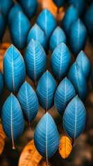 Vibrant Blue Leaves Pattern