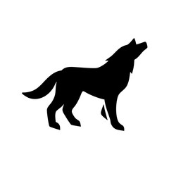 Black wolf silhouette vector illustration howling animal graphic design element for logo and artwork projects