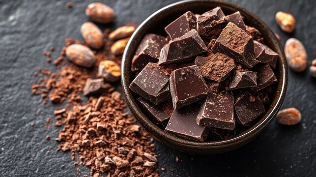 Dark chocolate chunks in a bowl (1)