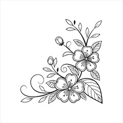 floral corner silhouette design