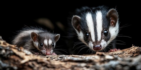 baby skunk with adult