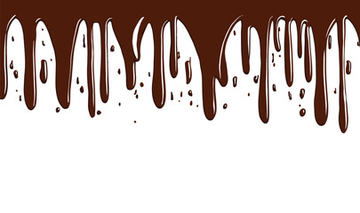 Chocolate sauce straining illustration isolated on white background. Copy space. Melted chocolate, chocolate vector. Flowing liquid isolated on white background. leaking, splashing, spilling liquid.