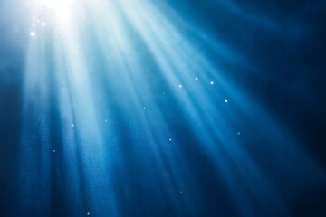 Abstract Blue Light Rays With Dust Particles in Darkness