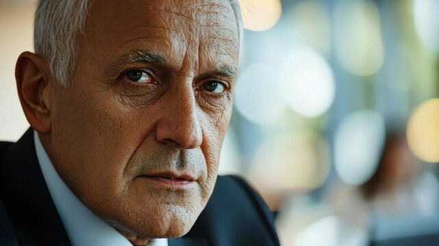 Mature caucasian businessman's reflective mood in office setting