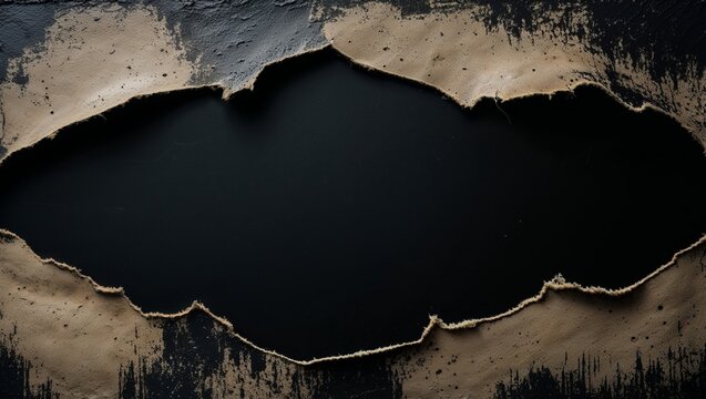 black backdrop is framed by distressed textured border stark and grungy feel