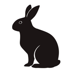 Obraz premium Silhouette of a rabbit sitting gracefully against a plain background 
