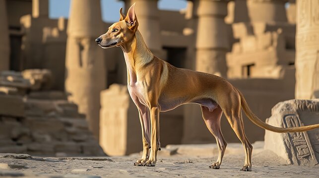 fur Hound with sleek golden Pharaoh